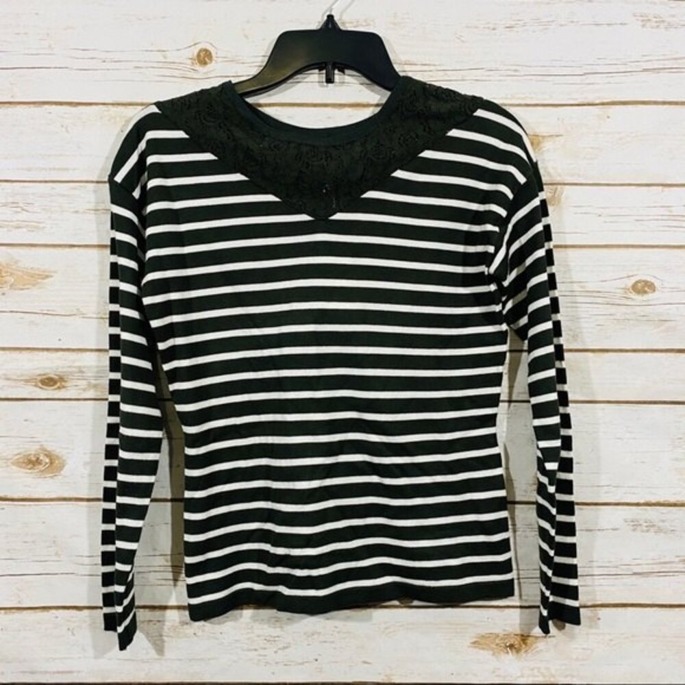 Benancy women’s‎ green stripes long sleeve top XS